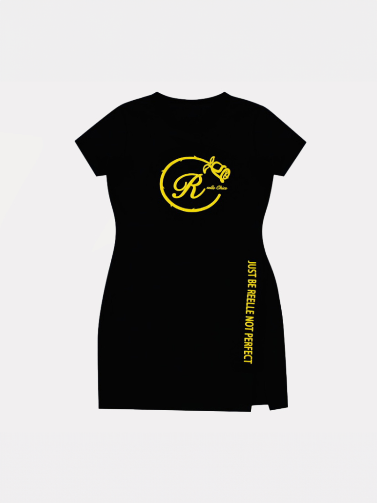 Just Be Reelle Not Perfect T-Shirt Dress Puff Print Black/Neon Yellow Reelle Chics Just Be Reelle Not Perfect T-Shirt Dress Puff Print Black/Neon Yellow Reelle Chics