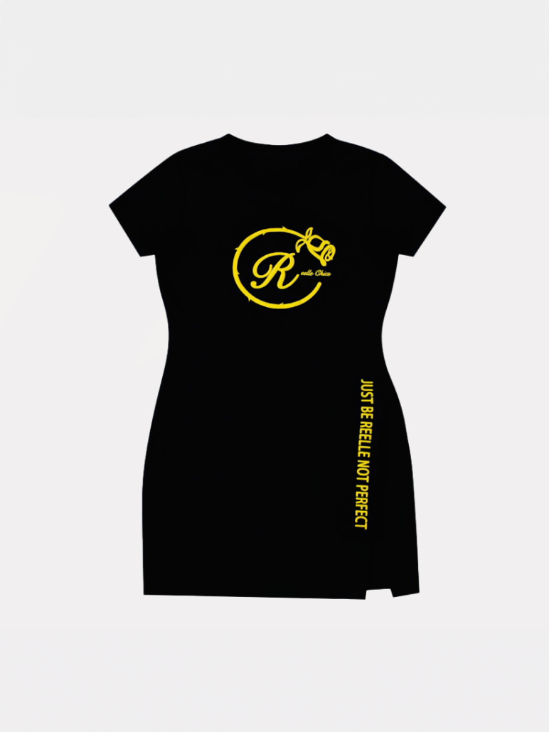 Black and yellow t shirt dress online