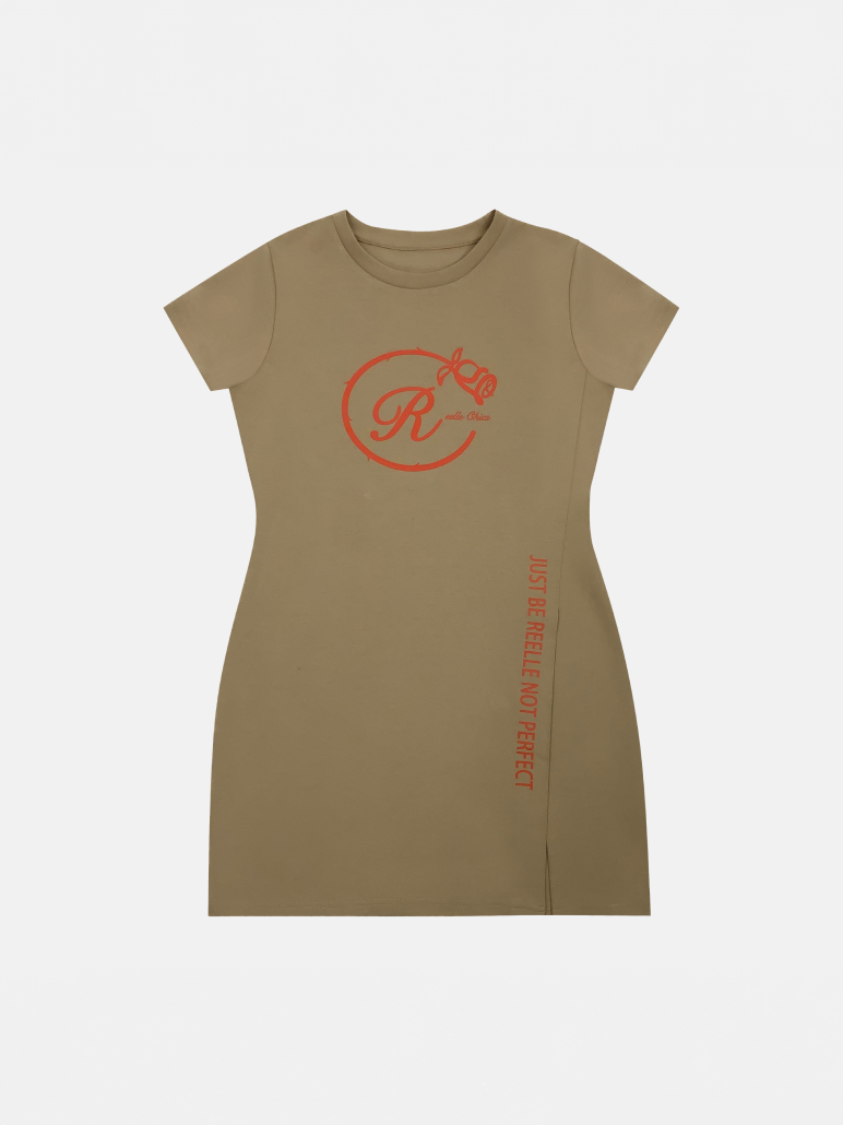 Just Be Reelle Not Perfect T Shirt Dress Khaki Orange Reelle Chics