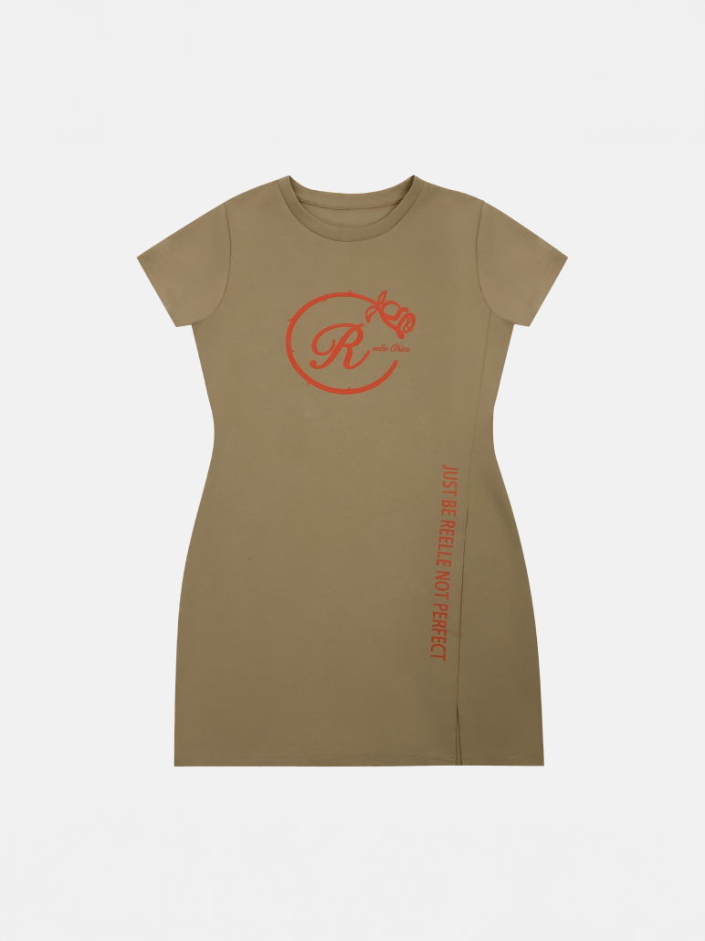 Just Be Reelle Not Perfect T-Shirt Dress Khaki/Orange