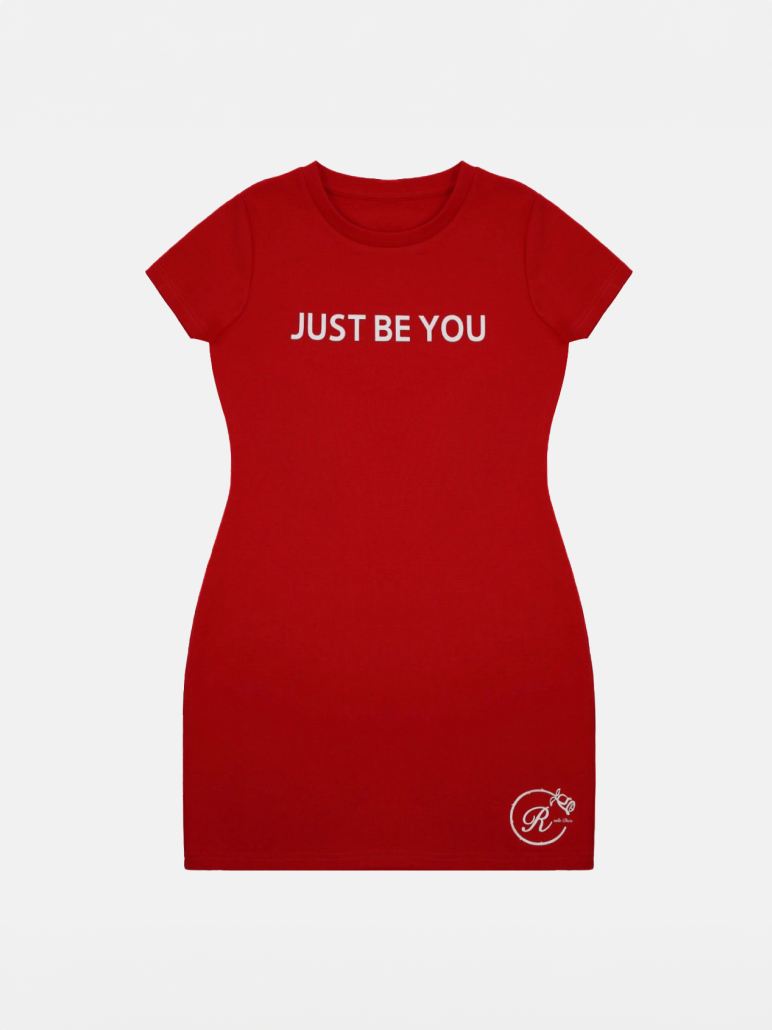 Just Be You T-Shirt Dress Cherry Snow